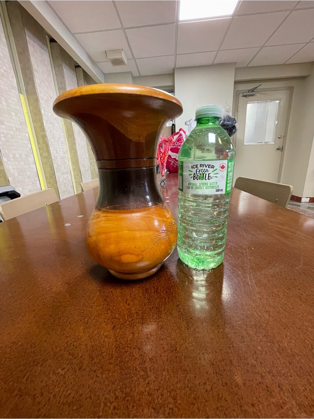 Turned Wooden Vase - Warm Honey Brown Finish